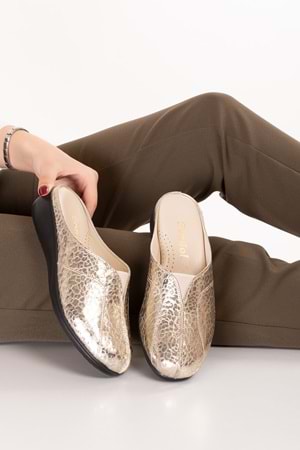 Gondol Kadın Hakiki Deri Rahat Dolgu Topuklu Sabo Ev Terlik özl.323 - Dore - 41