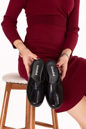 Gondol Kadın Hakiki Deri Rahat Dolgu Topuklu Sabo Ev Terlik özl.323 - Siyah - 38