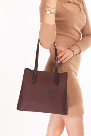 Gondol Kadın Şık El ve Omuz Çantası ars.2013 - Kahverengi - TEK EBAT