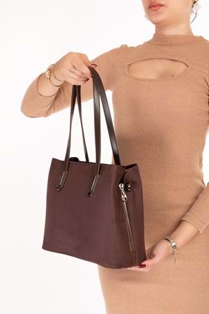 Gondol Kadın Şık El ve Omuz Çantası ars.2013 - Kahverengi - TEK EBAT