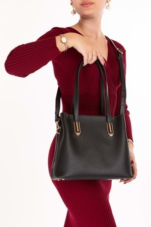 Gondol Kadın Şık El ve Omuz Çantası ars.2013 - Siyah - TEK EBAT