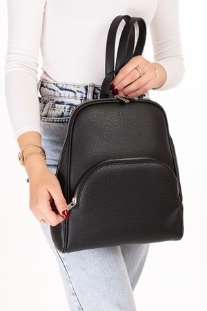 Gondol Kadın Günlük Şık Sırt Çantası ct.1026 - Siyah Flötr - TEK EBAT