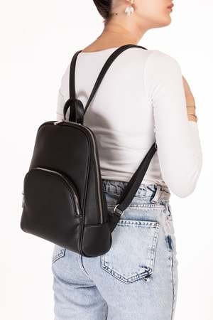 Gondol Kadın Günlük Şık Sırt Çantası ct.1026 - Siyah Flötr - TEK EBAT