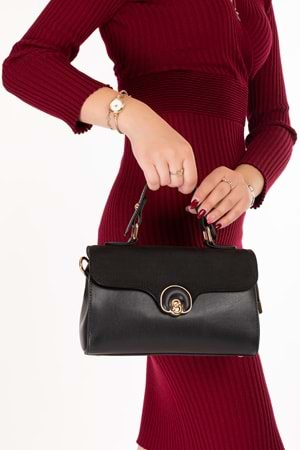 Gondol Kadın Şık El ve Omuz Çantası ct.1015 - Siyah - TEK EBAT