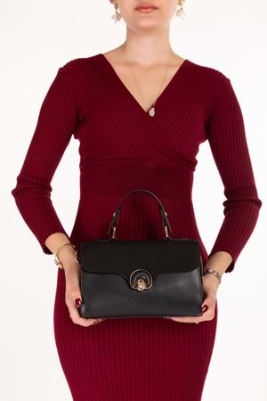 Gondol Kadın Şık El ve Omuz Çantası ct.1015 - Siyah - TEK EBAT