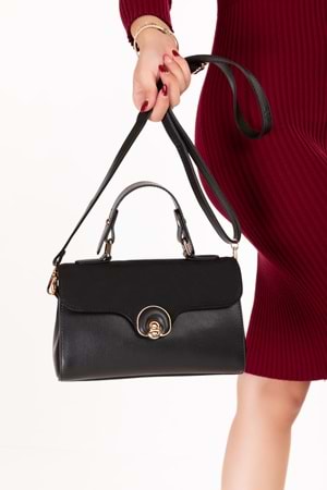 Gondol Kadın Şık El ve Omuz Çantası ct.1015 - Siyah - TEK EBAT