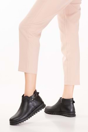 Gondol Hakiki Deri Kaymaz Taban Rahat Günlük Şık Bot mlk.3601 - Siyah - 36