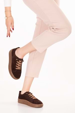 Gondol Hakiki Deri Günlük Rahat Lastik Bağcıklı Casual Ayakkabı in.525 - Kahve Süet - 37