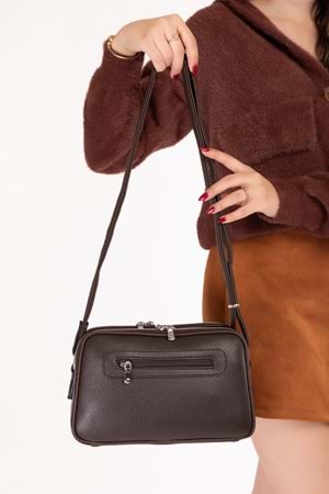 Gondol Kadın Süet Deri Günlük Çapraz Omuz Çantası gp.1321 - Kahve Süet - TEK EBAT