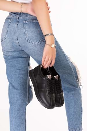 Gondol Içi Dışı Hakiki Deri Anatomik Taban Hafif Spor Ayakkabı kla.1616 - Siyah - 37