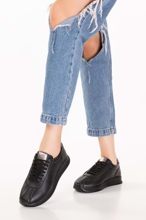 Gondol Içi Dışı Hakiki Deri Anatomik Taban Hafif Spor Ayakkabı kla.1616 - Siyah - 37