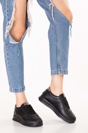 Gondol Içi Dışı Hakiki Deri Anatomik Taban Hafif Spor Ayakkabı kla.1616 - Siyah - 37