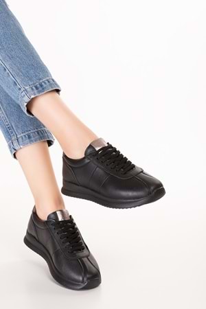 Gondol Içi Dışı Hakiki Deri Anatomik Taban Hafif Spor Ayakkabı kla.1616 - Siyah - 37