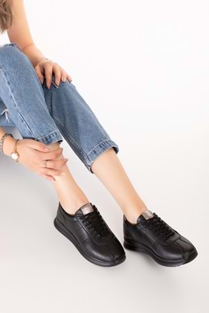 Gondol Içi Dışı Hakiki Deri Anatomik Taban Hafif Spor Ayakkabı kla.1616 - Siyah - 37