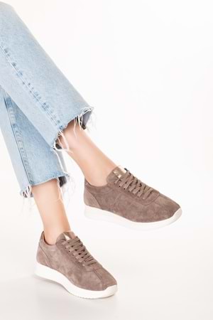 Gondol Içi Dışı Hakiki Deri Anatomik Taban Hafif Spor Ayakkabı kla.1616 - Vizon Süet - 36