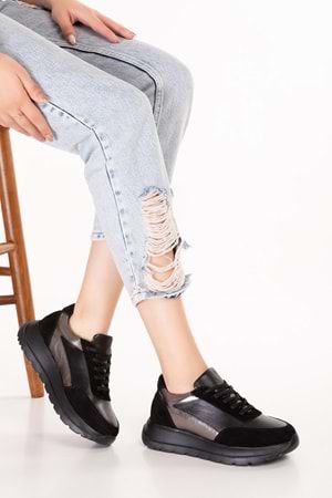 Gondol Içi Dışı Hakiki Deri Anatomik Taban Hafif Spor Ayakkabı ars.502 - Siyah - 36