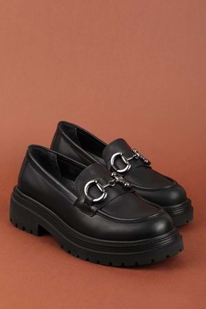 Gondol Hakiki Deri Kalın Taban Hafif Oxford Ayakkabı erp.742 - Siyah - 36