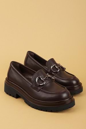 Gondol Hakiki Deri Kalın Taban Hafif Oxford Ayakkabı erp.742 - Kahverengi - 36