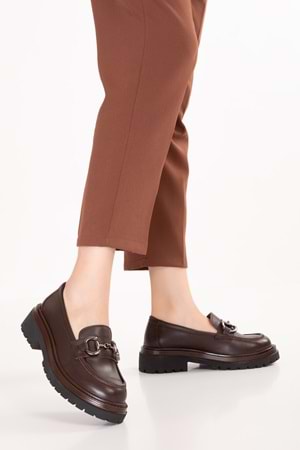 Gondol Hakiki Deri Kalın Taban Hafif Oxford Ayakkabı erp.742 - Kahverengi - 36