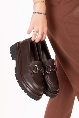 Gondol Hakiki Deri Kalın Taban Hafif Oxford Ayakkabı erp.742 - Kahverengi - 38