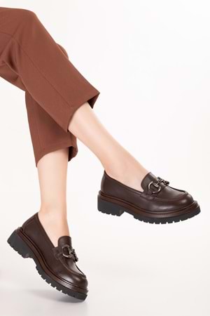 Gondol Hakiki Deri Kalın Taban Hafif Oxford Ayakkabı erp.742 - Kahverengi - 38