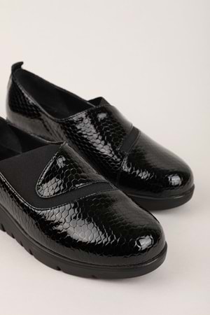 Gondol Kadın Hakiki Deri Dolgu Topuk Rahat Şık Anne Ayakkabısı erp.26501 - Siyah Petek - 36