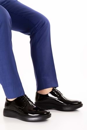 Gondol Erkek Hakiki Deri Damatlık ve Takım Elbise Ayakkabısı Hafif Rahat add.3005 - Siyah Rugan - 39