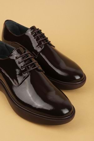 Gondol Erkek Hakiki Deri Damatlık ve Takım Elbise Ayakkabısı Hafif Rahat add.3005 - Kahve Rugan - 39