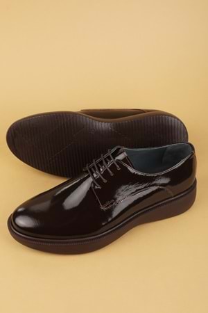 Gondol Erkek Hakiki Deri Damatlık ve Takım Elbise Ayakkabısı Hafif Rahat add.3005 - Kahve Rugan - 39