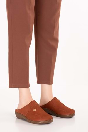 Gondol Kadın Hakiki Deri Özel Tabanı Çıkabilen Sabo Ev ve Dışarı Terlik yprk.281 - Taba Nubuk - 36