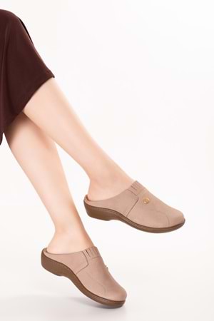 Gondol Kadın Hakiki Deri Özel Tabanı Çıkabilen Sabo Ev ve Dışarı Terlik yprk.281 - Vizon Nubuk - 36