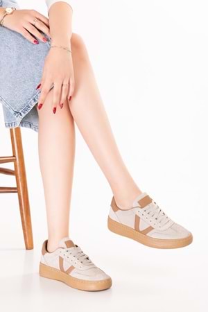 Gondol Içi Dışı Hakiki Deri Süet Anatomik Taban Hafif Spor Ayakkabı es.170 - Bej Süet - 36