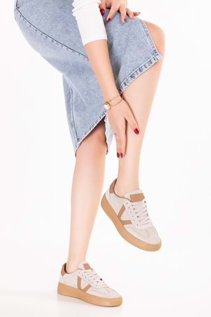 Gondol Içi Dışı Hakiki Deri Süet Anatomik Taban Hafif Spor Ayakkabı es.170 - Bej Süet - 36