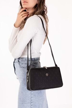 Gondol Kadın Günlük Çapraz Omuz Çantası gp.1327 - Siyah Desen