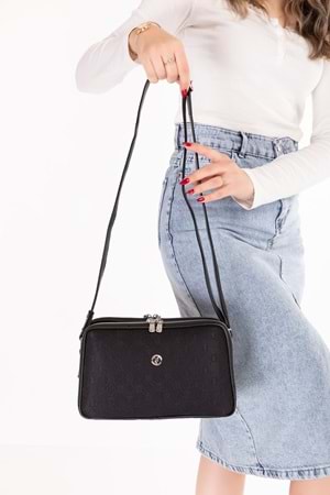 Gondol Kadın Günlük Çapraz Omuz Çantası gp.1327 - Siyah Desen