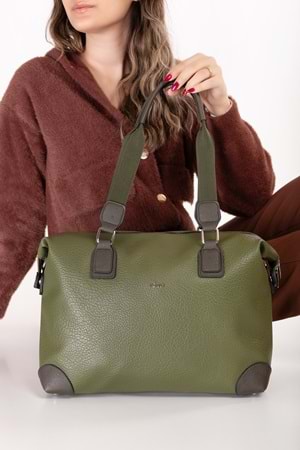 Gondol Kadın Günlük Geniş Kullanışlı El ve Omuz Çantası ald.1812 - Haki - TEK EBAT