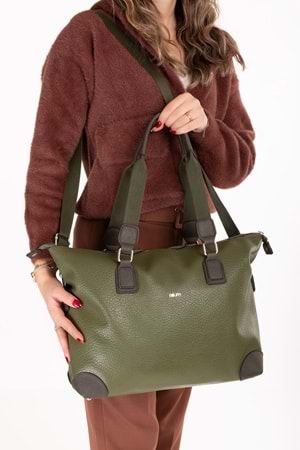 Gondol Kadın Günlük Geniş Kullanışlı El ve Omuz Çantası ald.1812 - Haki - TEK EBAT