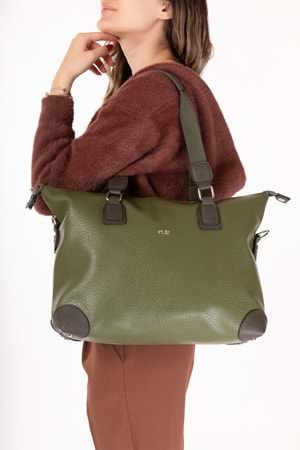 Gondol Kadın Günlük Geniş Kullanışlı El ve Omuz Çantası ald.1812 - Haki - TEK EBAT