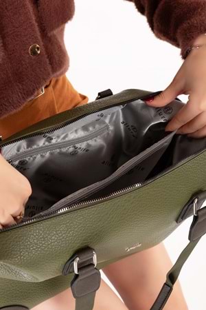 Gondol Kadın Günlük Geniş Kullanışlı El ve Omuz Çantası ald.1812 - Haki - TEK EBAT