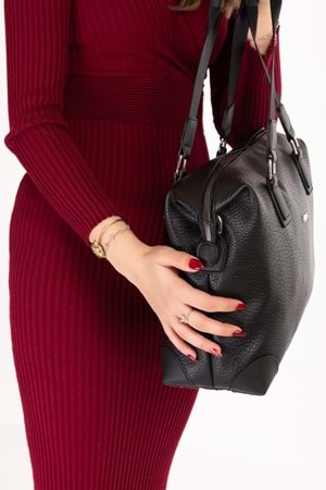 Gondol Kadın Günlük Geniş Kullanışlı El ve Omuz Çantası ald.1812 - Siyah - TEK EBAT