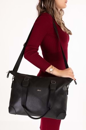 Gondol Kadın Günlük Geniş Kullanışlı El ve Omuz Çantası ald.1812 - Siyah - TEK EBAT