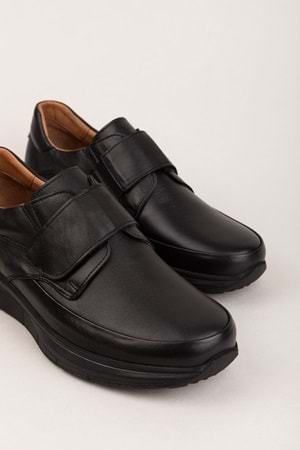 Gondol Erkek Hakiki Deri Şiş ve Diyabet Hastalarına Özel Rahat Ayakkabı af.1901 - Siyah - 40