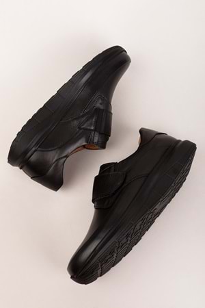 Gondol Erkek Hakiki Deri Şiş ve Diyabet Hastalarına Özel Rahat Ayakkabı af.1901 - Siyah - 40