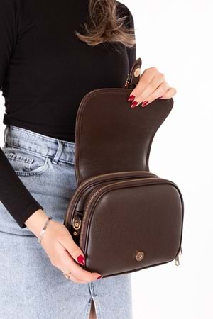 Gondol Kadın Çift Bölmeli Şık Günlük Çanta ald.1406 - Kahverengi