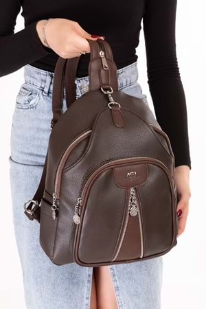 Gondol Kadın Taş Detaylı Günlük Sırt Çantası ald.80728 - Kahverengi - TEK EBAT