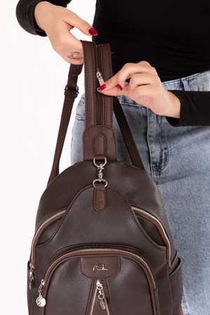 Gondol Kadın Taş Detaylı Günlük Sırt Çantası ald.80728 - Kahverengi - TEK EBAT