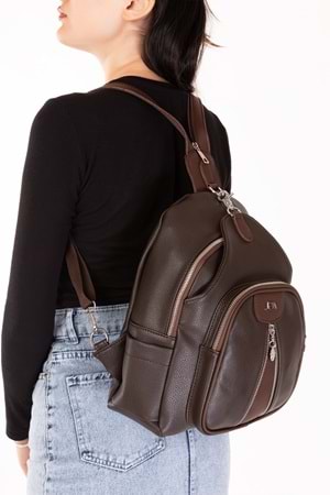 Gondol Kadın Taş Detaylı Günlük Sırt Çantası ald.80728 - Kahverengi - TEK EBAT