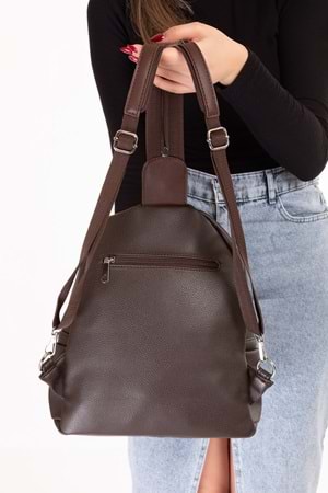 Gondol Kadın Taş Detaylı Günlük Sırt Çantası ald.80728 - Kahverengi - TEK EBAT