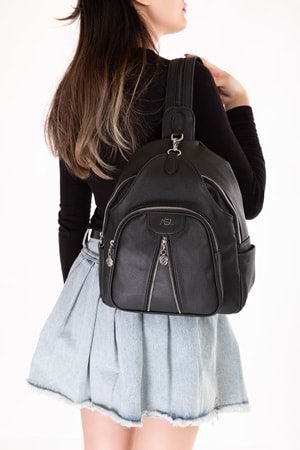 Gondol Kadın Taş Detaylı Günlük Sırt Çantası ald.80728 - Siyah - TEK EBAT