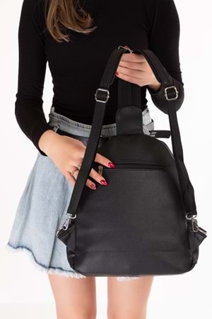 Gondol Kadın Taş Detaylı Günlük Sırt Çantası ald.80728 - Siyah - TEK EBAT